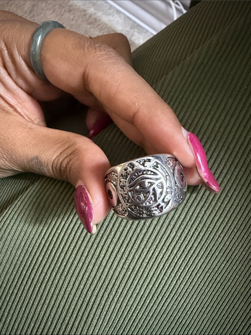 Silver Eye of Horus Statement Ring - ring Jewelry